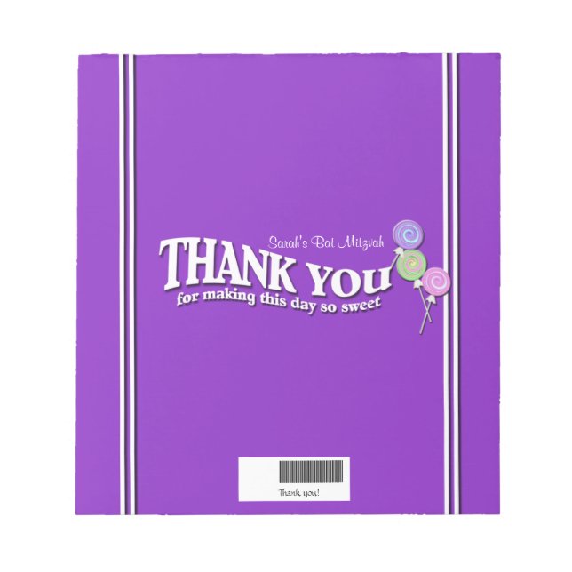 Lollipop Candy Bar Wrap Notepad (Front)