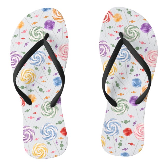 Lollipop Candy Pattern Colourful Flip Flops (Footbed)
