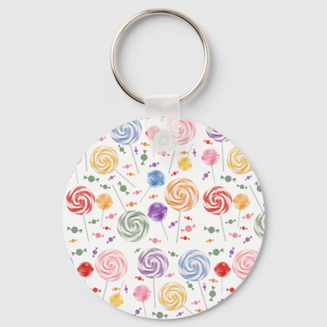 Lollipop Candy Pattern Colourful Keychain (Front)