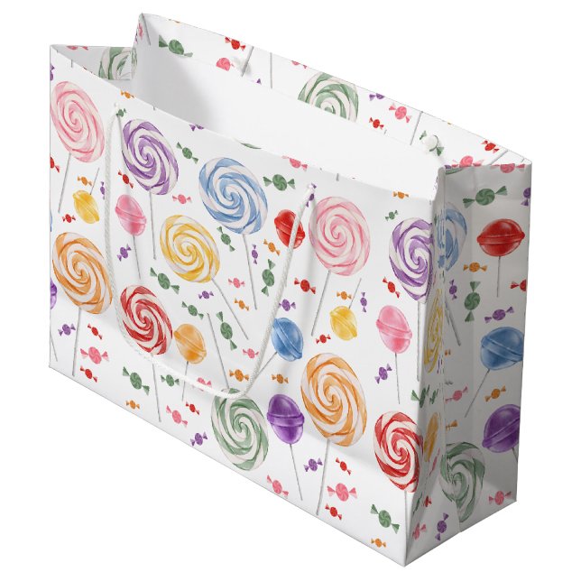 Lollipop Candy Pattern Colourful Large Gift Bag (Front Angled)