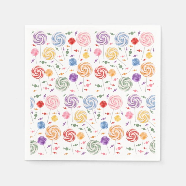 Lollipop Candy Pattern Colourful Napkin (Front)