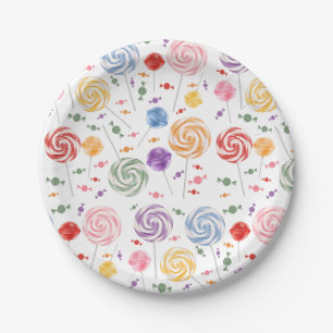 Lollipop Candy Pattern Colourful Paper Plate