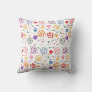 Lollipop Candy Pattern Colourful Throw Pillow
