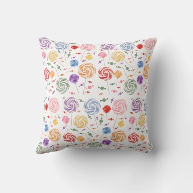 Lollipop Candy Pattern Colourful Throw Pillow (Back)