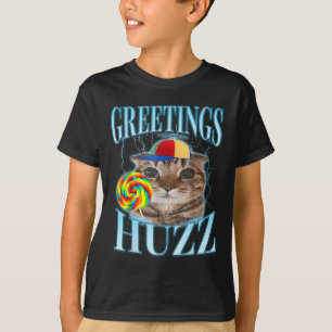 Lollipop Cat Meme Greetings Huzz Funny Silly Cat B T-Shirt