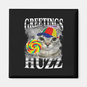 Lollipop Cat Meme Greetings Huzz Funny Silly Cat H Magnet