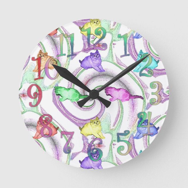 Lollipop Kittens Round Clock (Front)