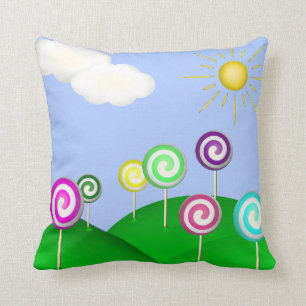 Lollipop land throw pillow