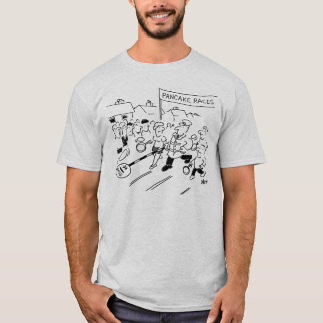 Lollipop Man Enters a Pancake Race T-Shirt (Front)
