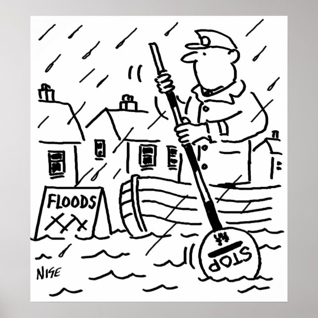 Lollipop Man is Rowing a Boat in the Floods Poster (Front)