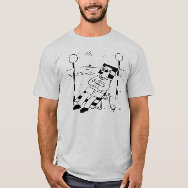 Lollipop Man is Sunbathing on a Beach T-Shirt (Front)