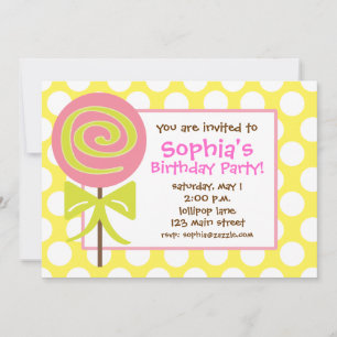 Lollipop Polka Dot Invitation