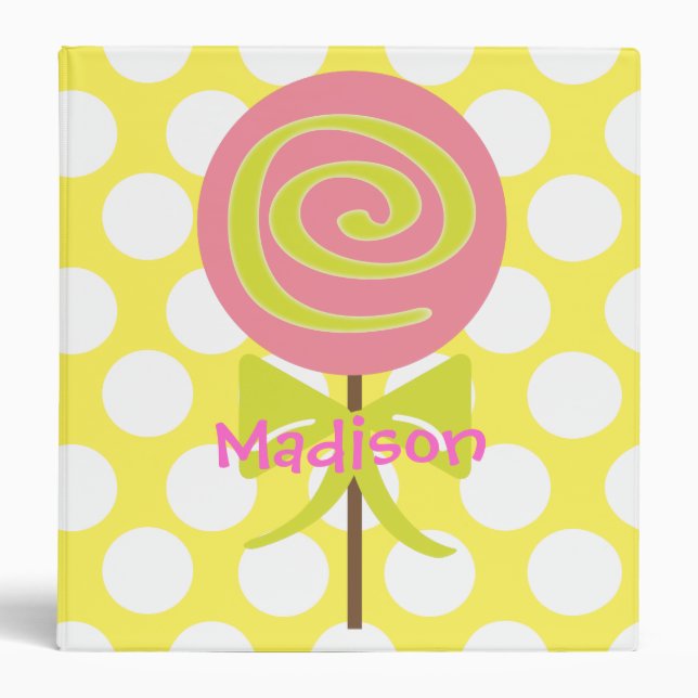 Lollipop Polka Dot Personalized Binder (Front)