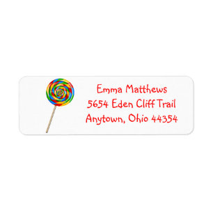 Lollipop Return Address Labels- Primary Colours