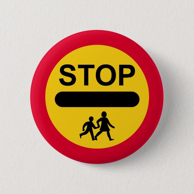 LOLLIPOP SIGN Button Badge STOP - CHILDREN (Front)
