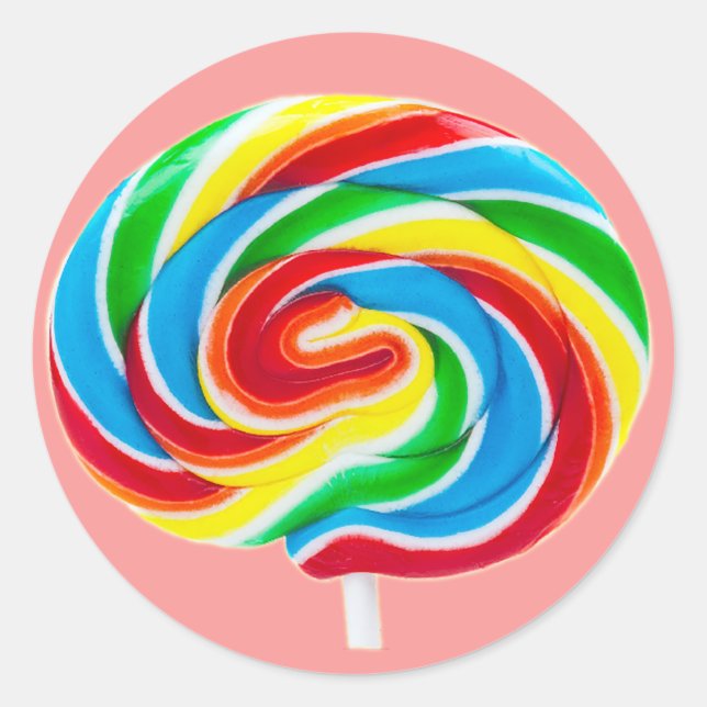 Lollipop Swirl Pink Stickers (in 7 shapes) (Front)