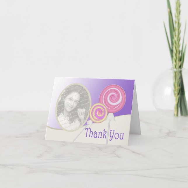 Lollipop Thank You Note with Photo (Front)