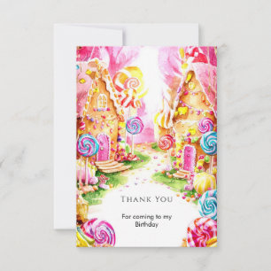 Lollipop Whimsical Candyland Birthday Thank You Card
