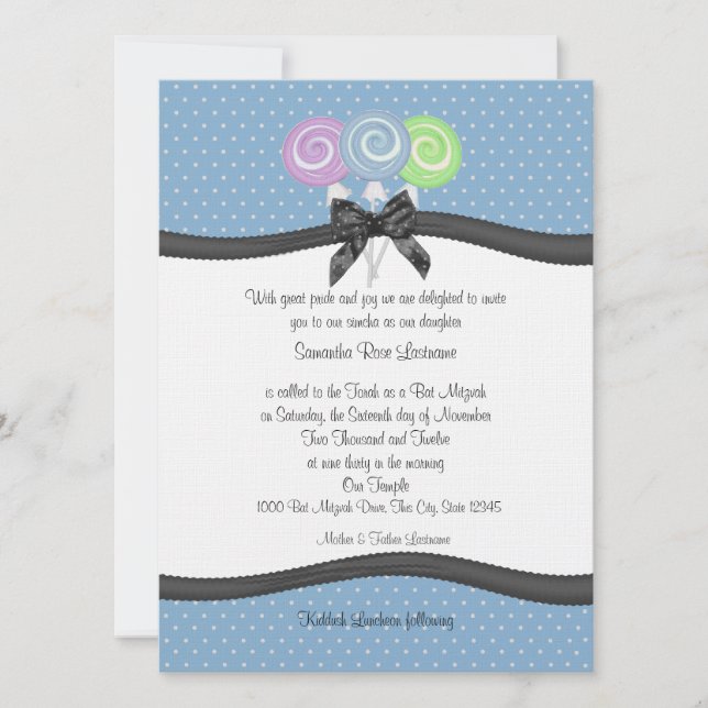 Lollipops and Polka Dots Party Invitation (Front)