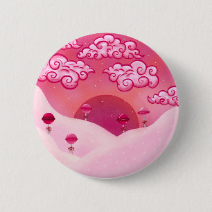 Lollipops and pretty clouds illustration 2 inch round button