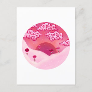 Lollipops and pretty clouds illustration postcard