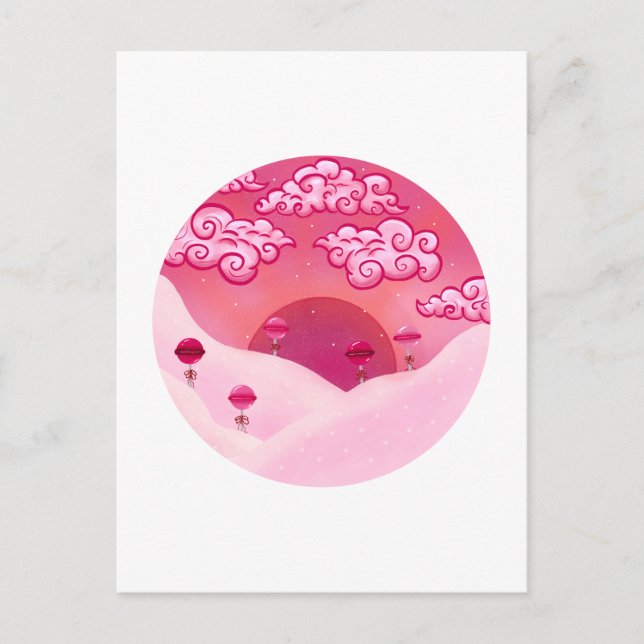 Lollipops and pretty clouds illustration  postcard (Front)