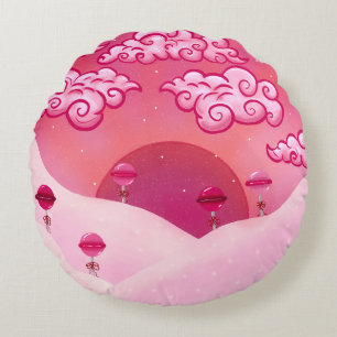 Lollipops and pretty clouds round pillow