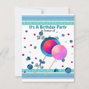 Lollipops and Sweets Birthday Invitation