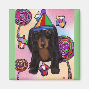 Lollipops Black Doxie Magnet