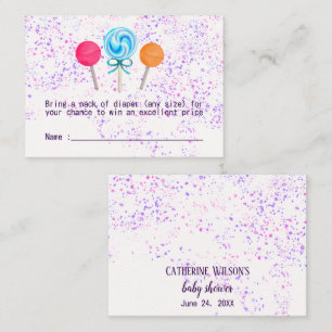 Lollipops Candy Land Baby Shower Diaper Rafffle Enclosure Card