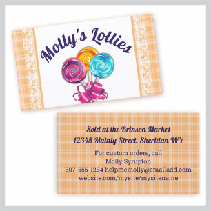 lollipops candy maker baking business card