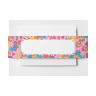 Lollipops Candy Pattern Invitation Belly Band