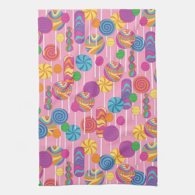 Lollipops Candy Pattern Kitchen Towel (Vertical)