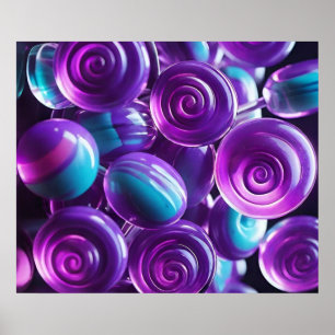 Lollipops in Shades of Purple and Teal Poster