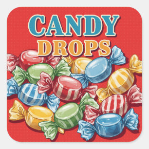  Lollipops, Vintage Poster by Natasha Us   Square Sticker