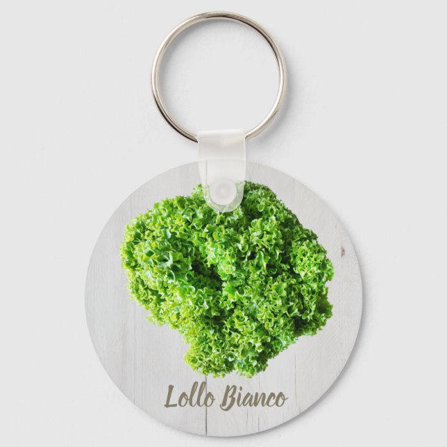 Lollo Bianco Salad lettuce leaves for Vegans Keychain (Front)