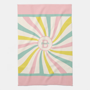 'Lollypop Vibes', retro monogram Kitchen Towel