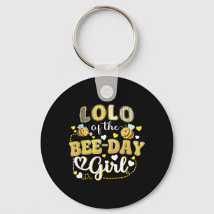 Lolo of The Bee-Day Girl Funny Bee Birthday Party Keychain