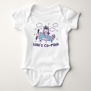 Lolo's Co-Pilot - Unicorn Airplane Baby Bodysuit