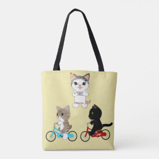 Lombard Street Cats with Three Bicycle Cats Tote Bag