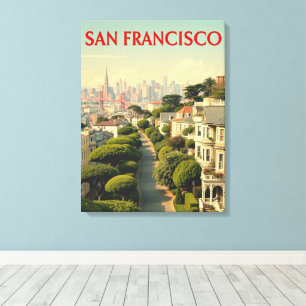 Lombard Street, San Francisco   Vintage Retro Canvas Print