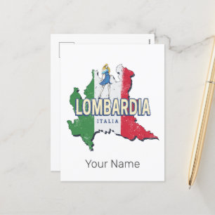 Lombardy Italy Retro Region Map Vintage Souvenir Holiday Postcard