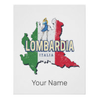 Lombardy Italy Retro Region Map Vintage Souvenir