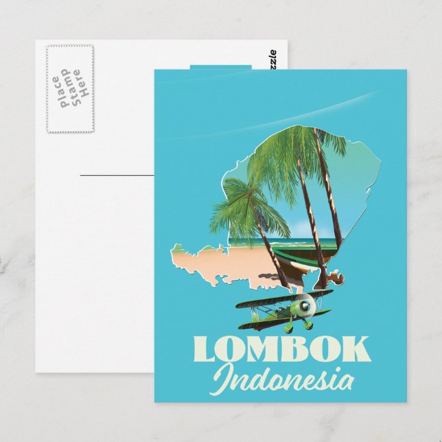 Lombok Indonesia map Postcard (Front/Back)