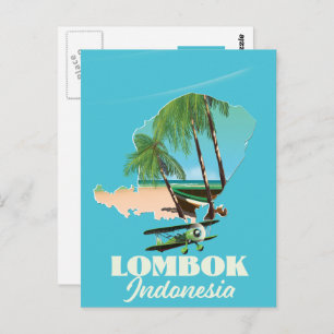Lombok Indonesia map Postcard