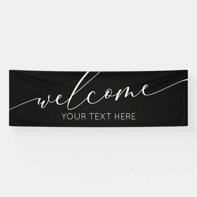 Lona WELCOME black and white Sign banner backdrop  (Horizontal)