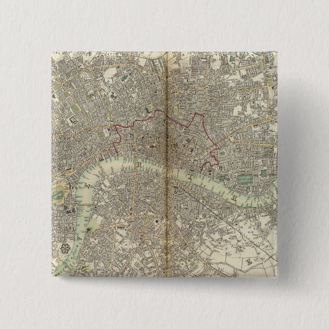 London 2 Inch Square Button (Front)