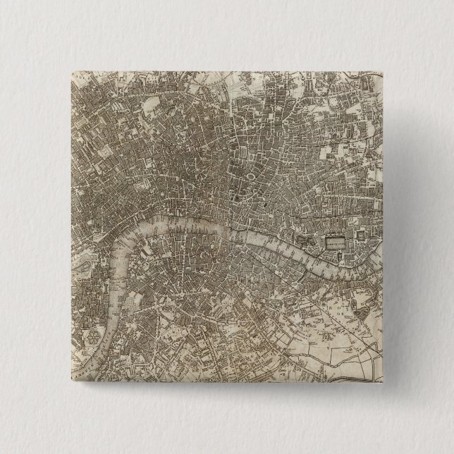 London 2 Inch Square Button (Front)