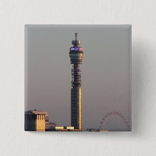 London 2 Inch Square Button (Front)