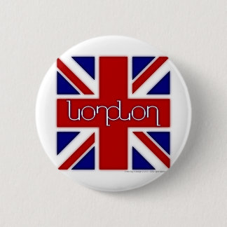 'London' ambigram on UK flag 2 Inch Round Button